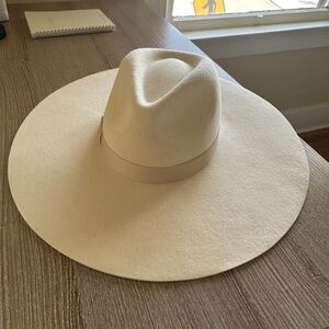 Lack of Color Montana Ivory Bone Wool Felt Fedora Hat Wide Brim